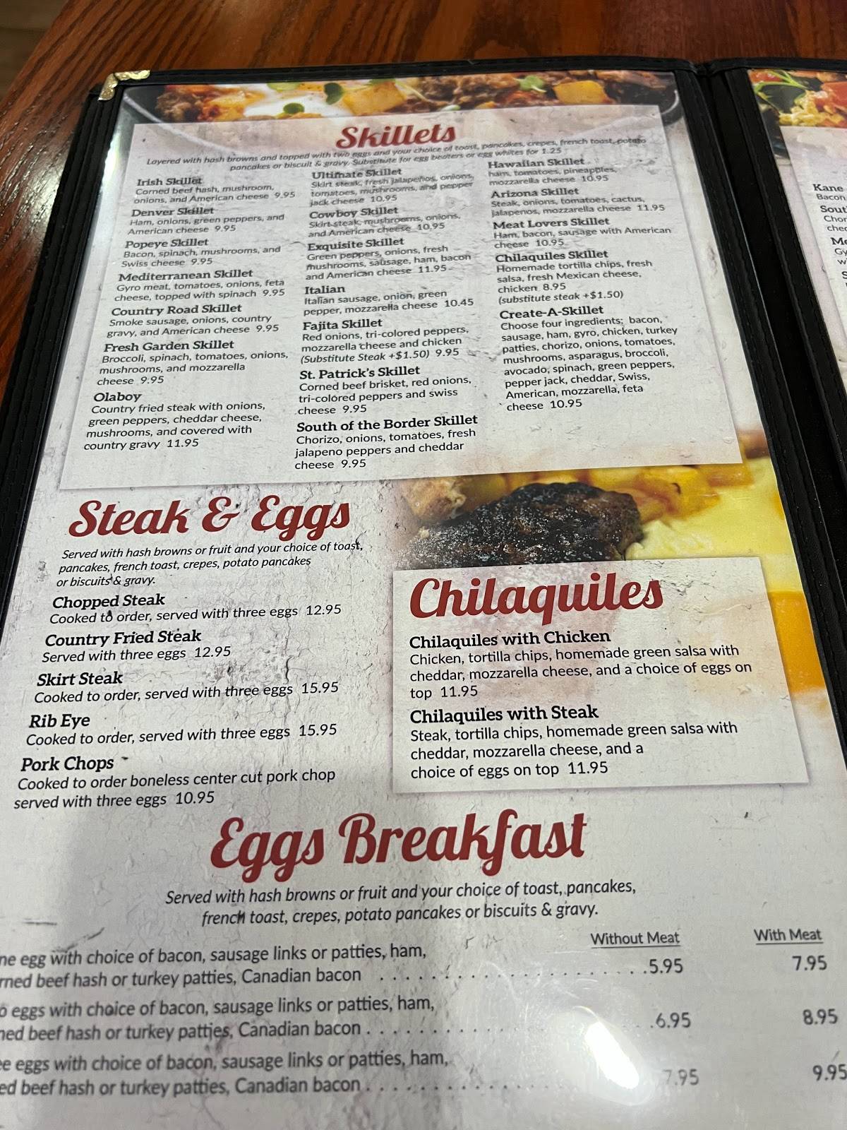 Menu at Exquisite Skillet Pancake House restaurant, Plano