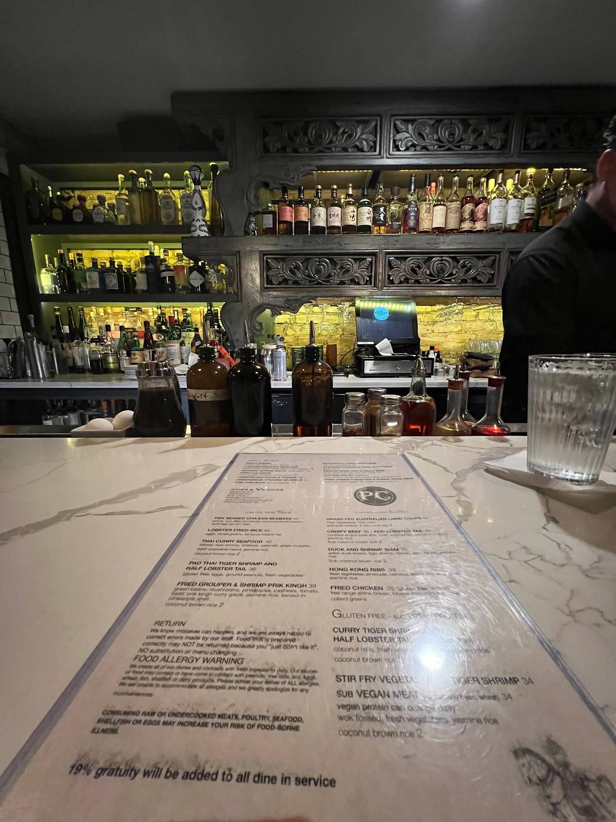 Menu at Poor Calvin's restaurant, Atlanta