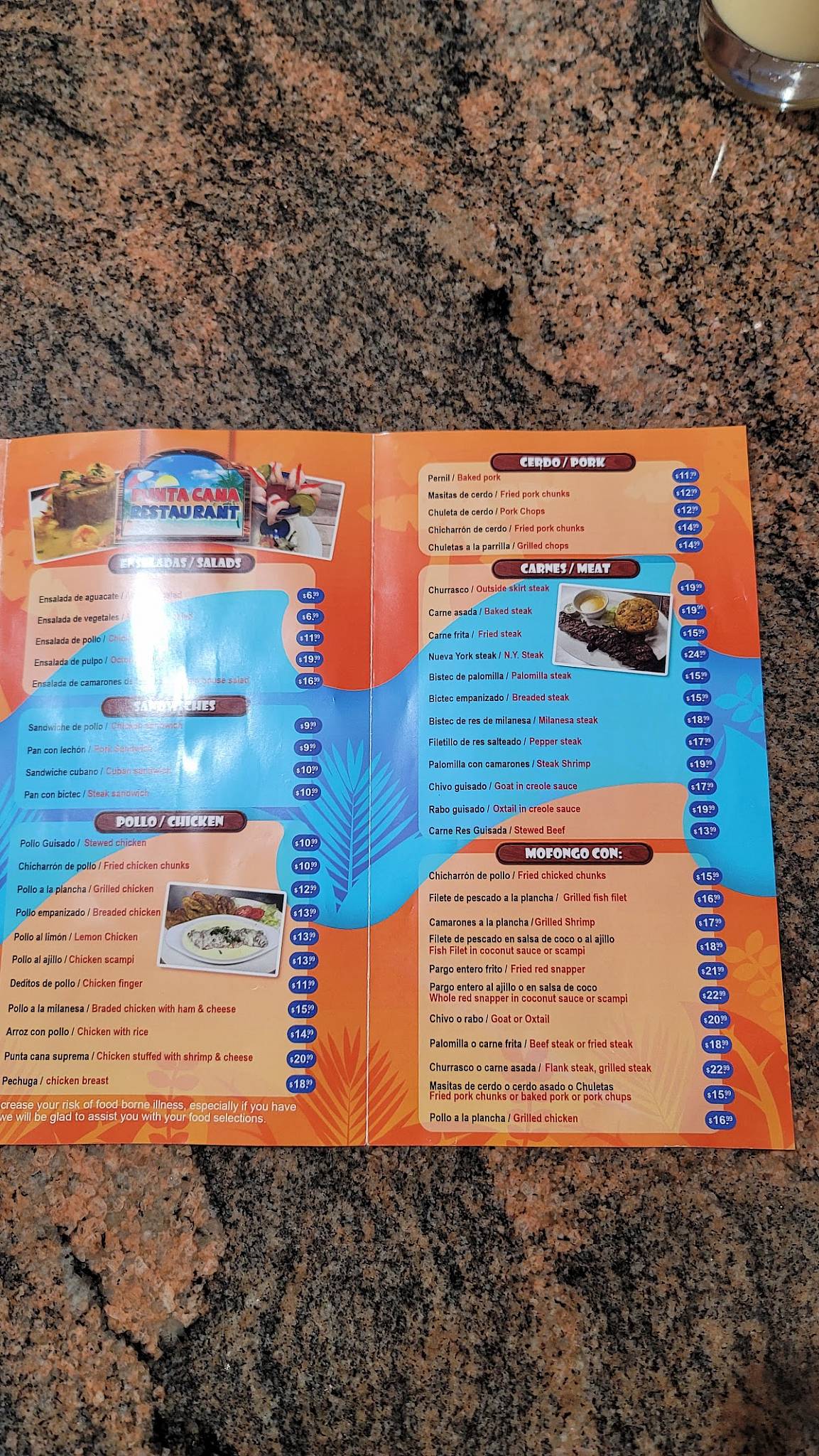 Menu at Punta Cana Restaurant Pembroke Pines, Pembroke Pines