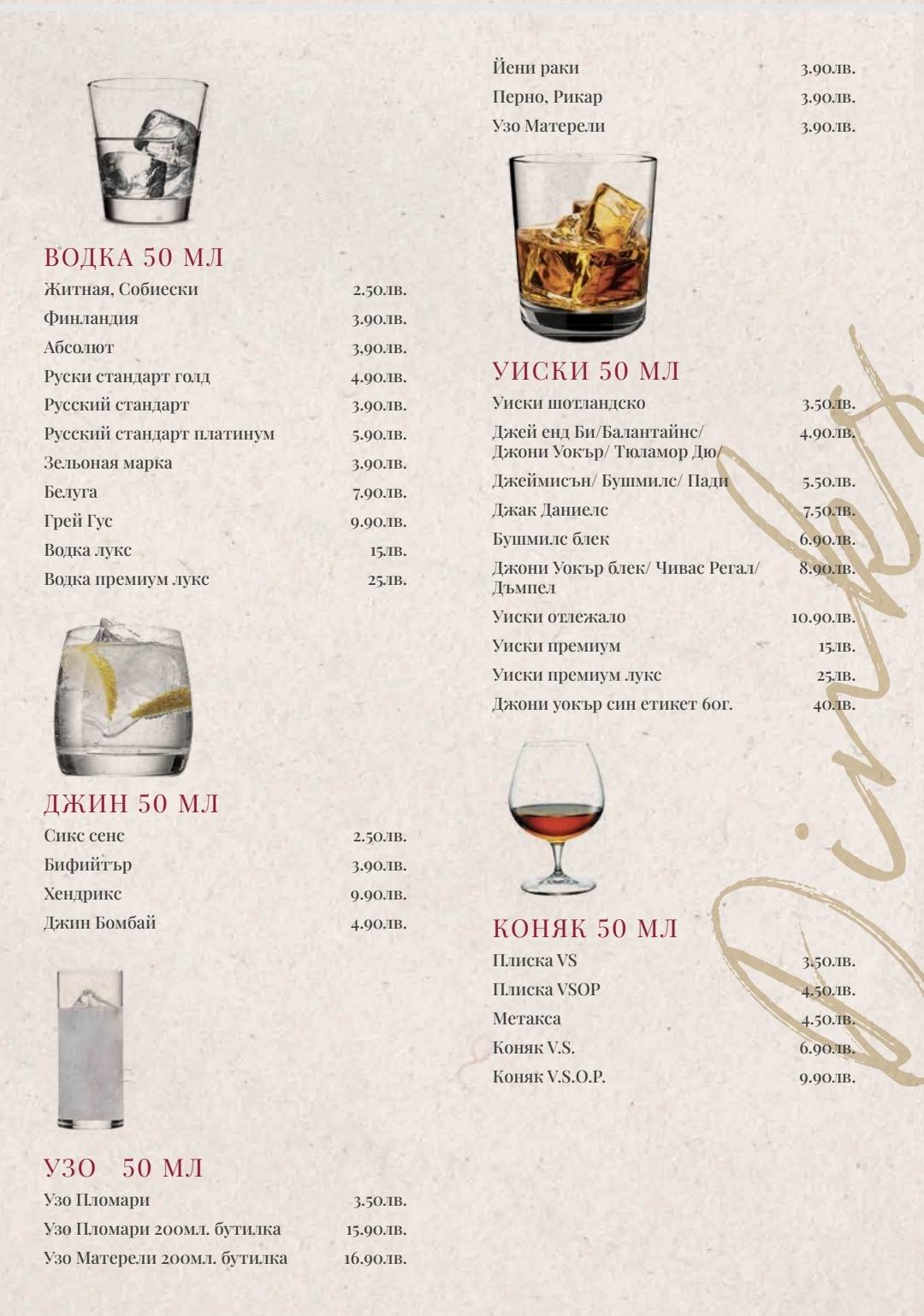 Menu au Question Mark Bar & Grill, Sofia