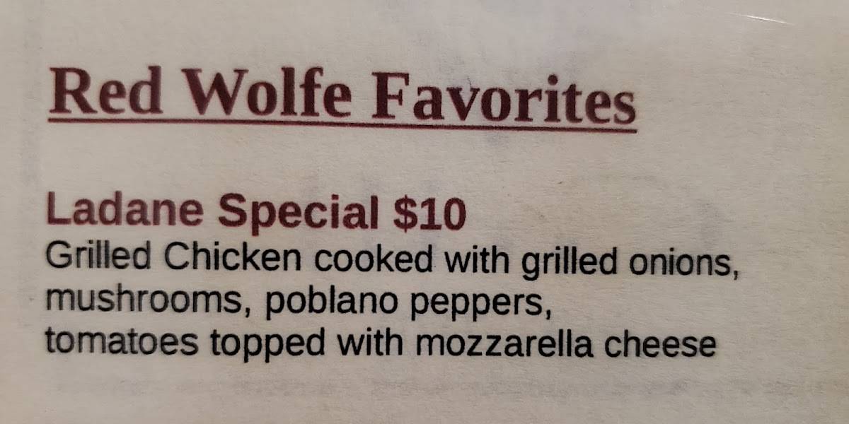 Menu at Red Wolfe Grill pub & bar, Cohutta
