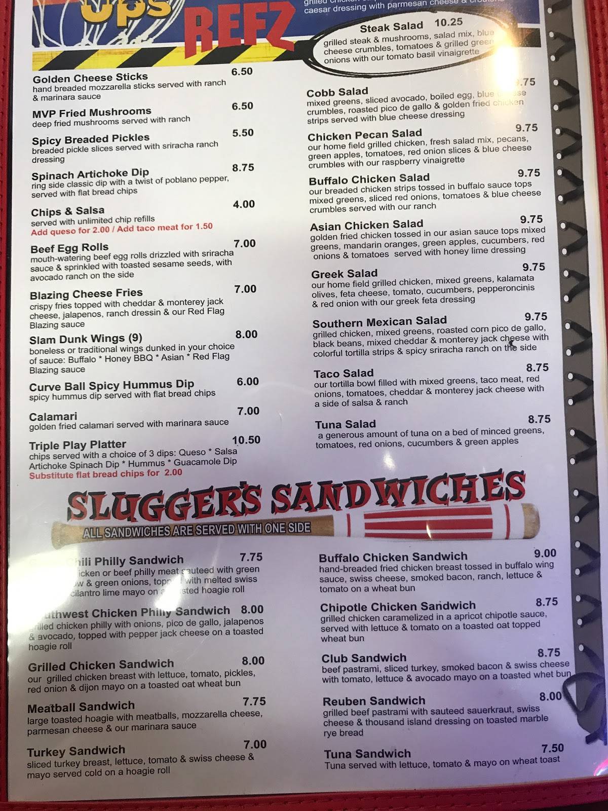 Menu at Refz Sports Bar and Grill, Guymon