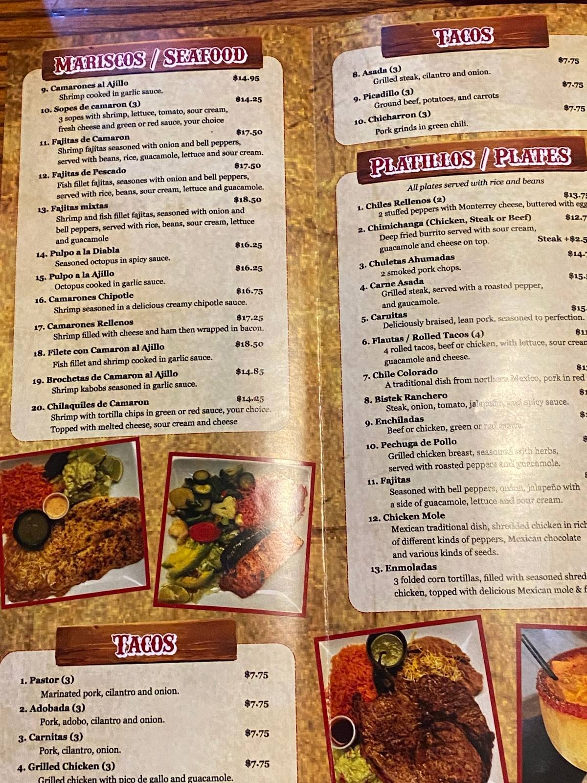Carta de Casa Don Juan Mexican Restaurant, Denver