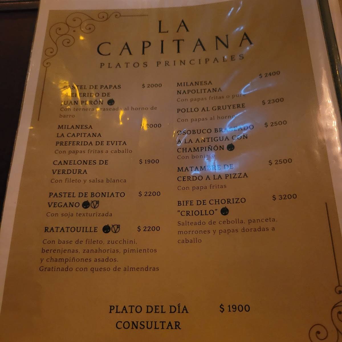 Carta Del Restaurante La Capitana Bodeg N Y Vermuter A Buenos Aires