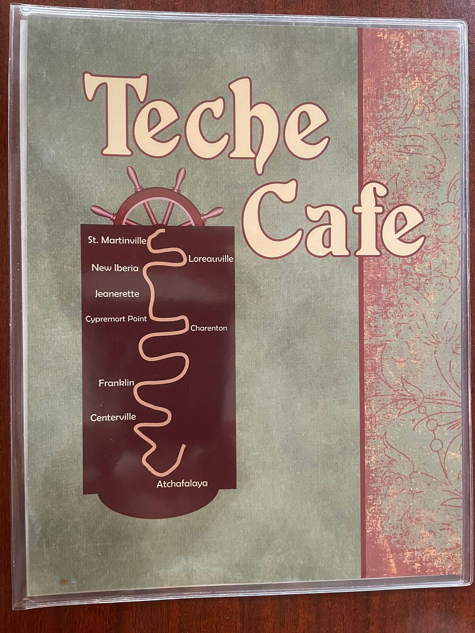 Menu at Teche Cafe, Loreauville