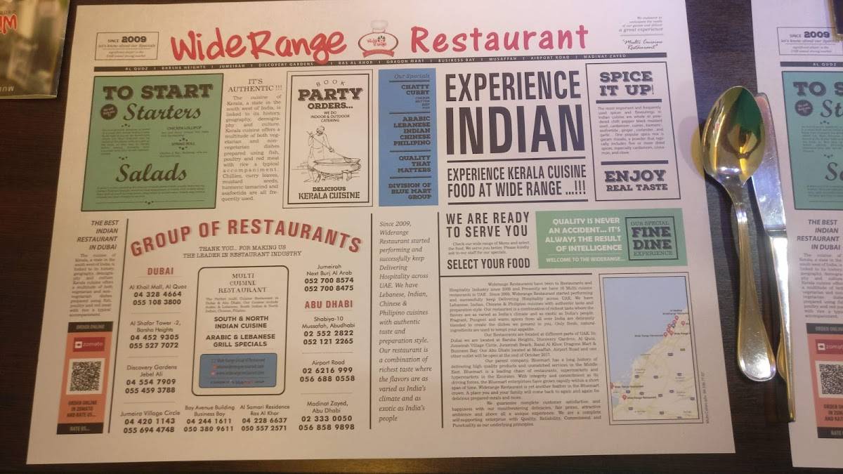 Menu at Wide Range Restaurant JVC, Dubai, +R7X Tuscan Residences Florence 1
