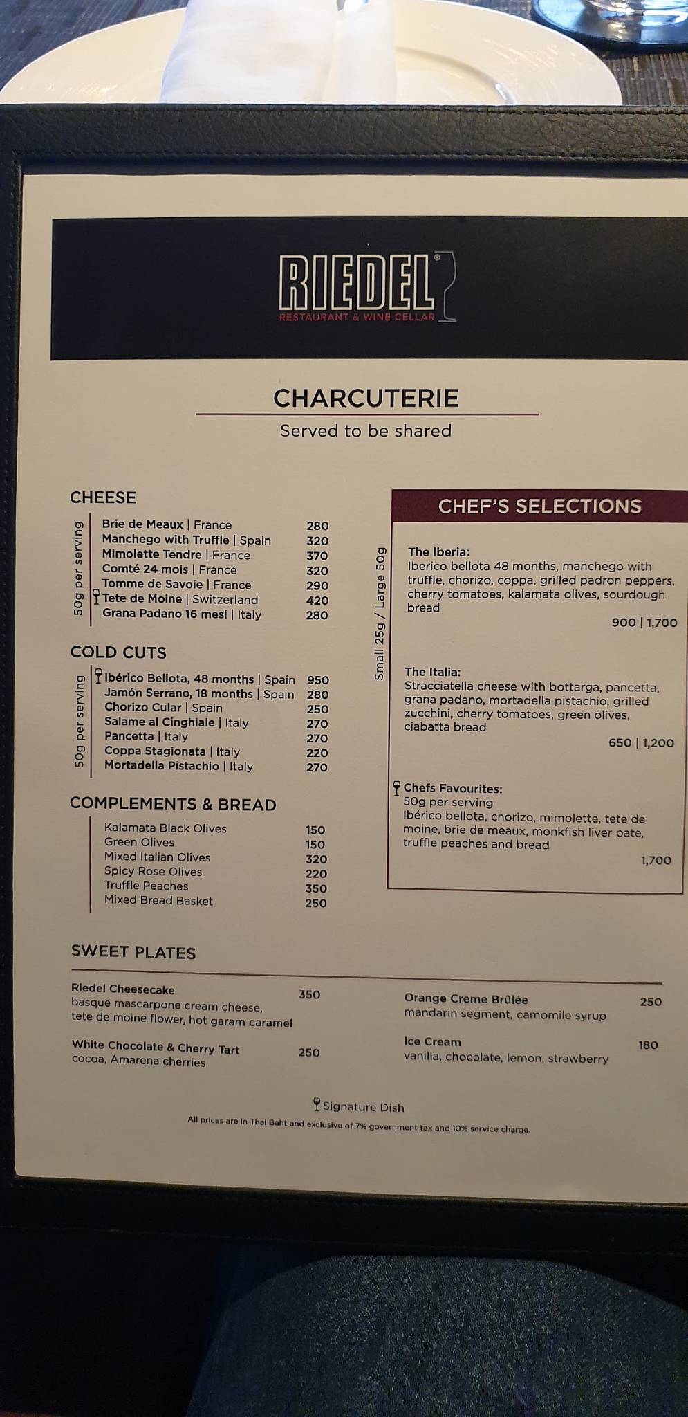 Menu at Riedel Wine Bar & Cellar, Bangkok