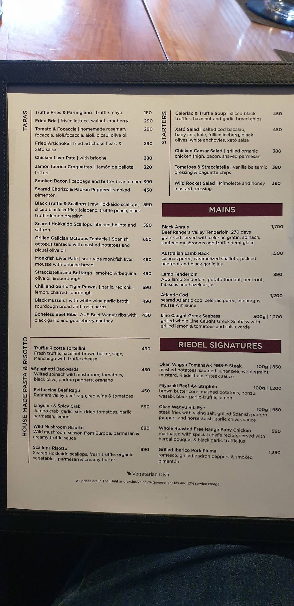 Menu at Riedel Wine Bar & Cellar, Bangkok