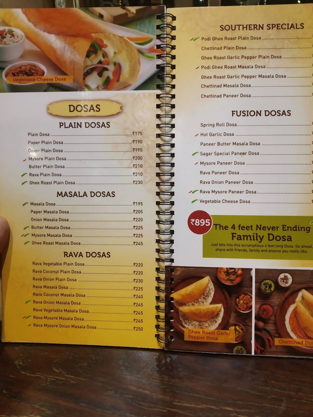 Menu at Sagar Ratna, Saharanpur, Yashoda madan complex