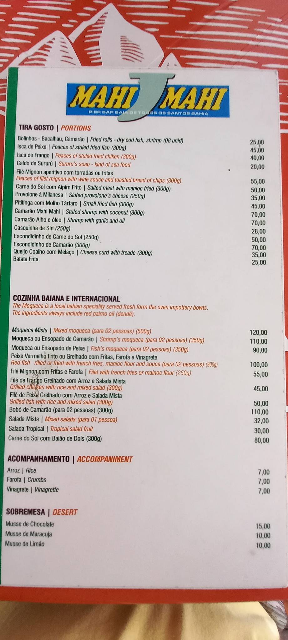 Menu em Mahi Mahi Bar e Restaurante, Salvador