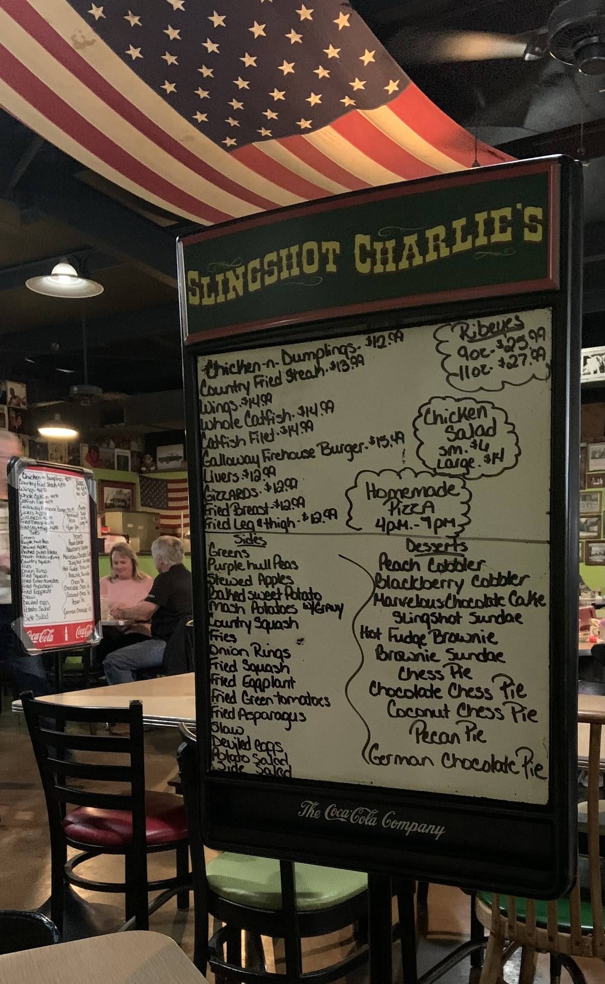 Menu at Sling Shot Charlie's restaurant, Arlington