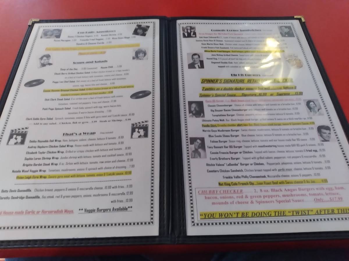 Menu at Spinner's Good Time Diner restaurant, Chardon