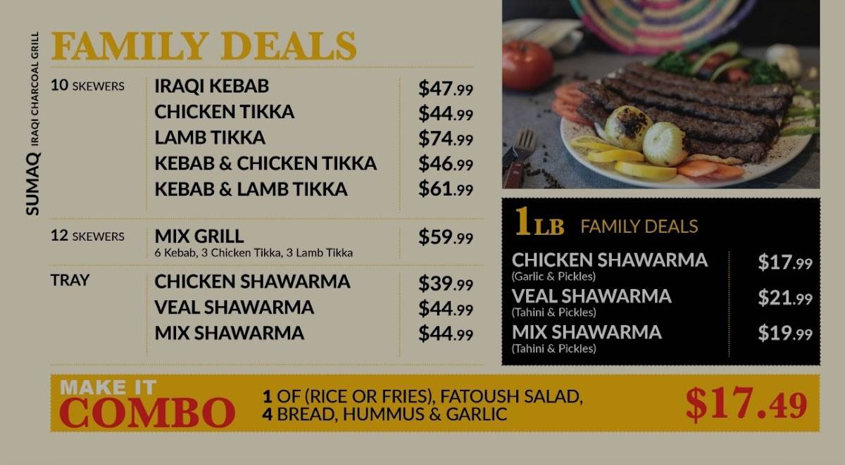 Menu at Sumaq Iraqi Charcoal Grill (Scarborough) BBQ, Toronto