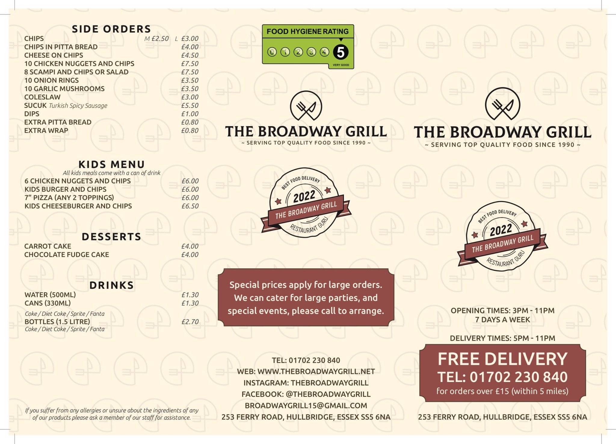 Menu at HULBRIDGE KING charcoal barbecue kebap Burgers Takeaway, Hockley