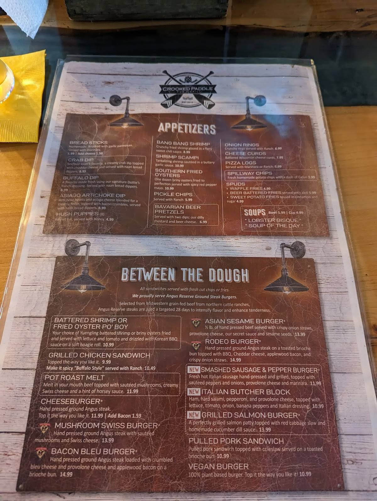 Menu at The Crooked Paddle pub & bar, Linesville