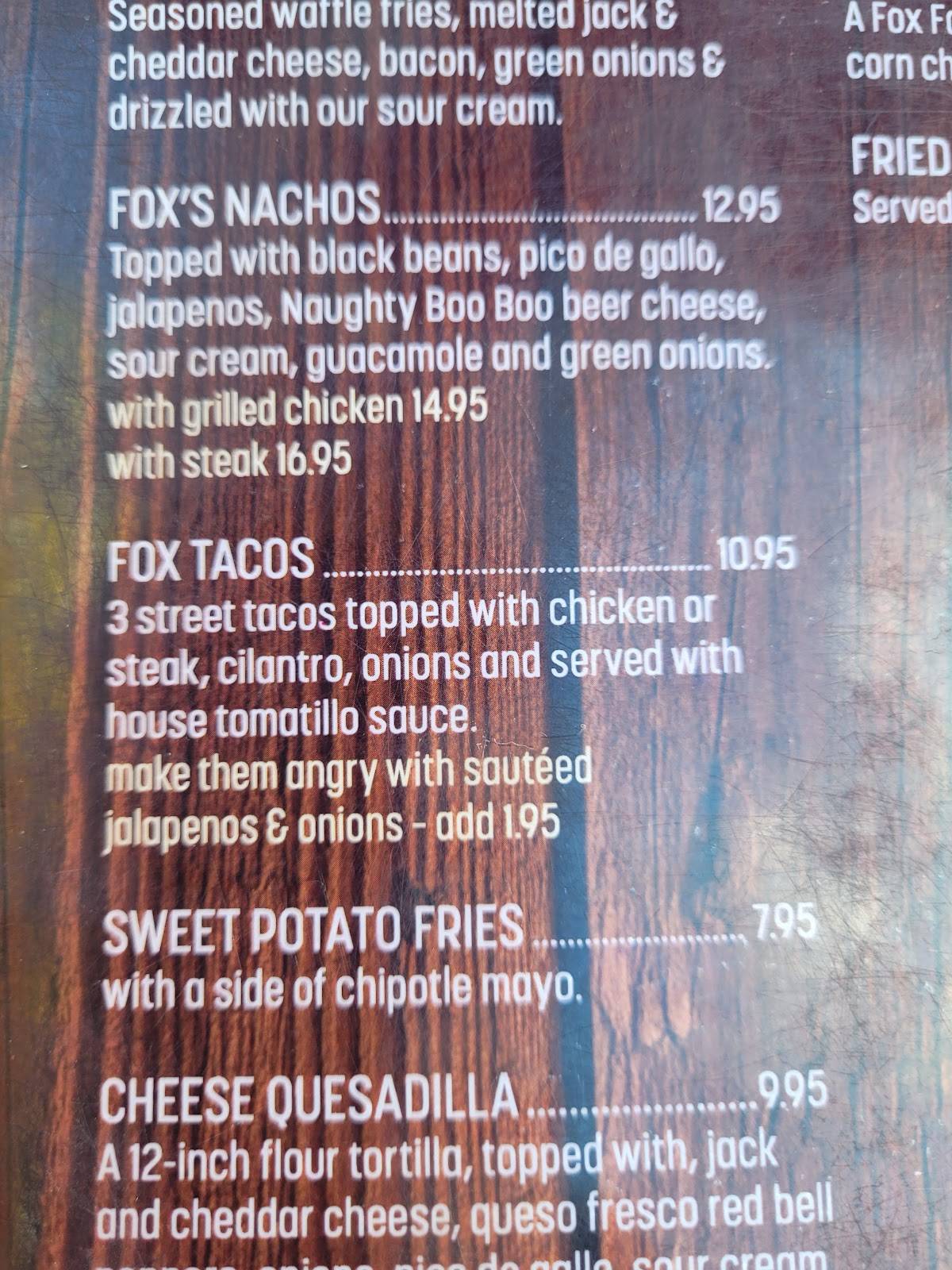 Menu at The Fox Brewery & Pub, Carson City
