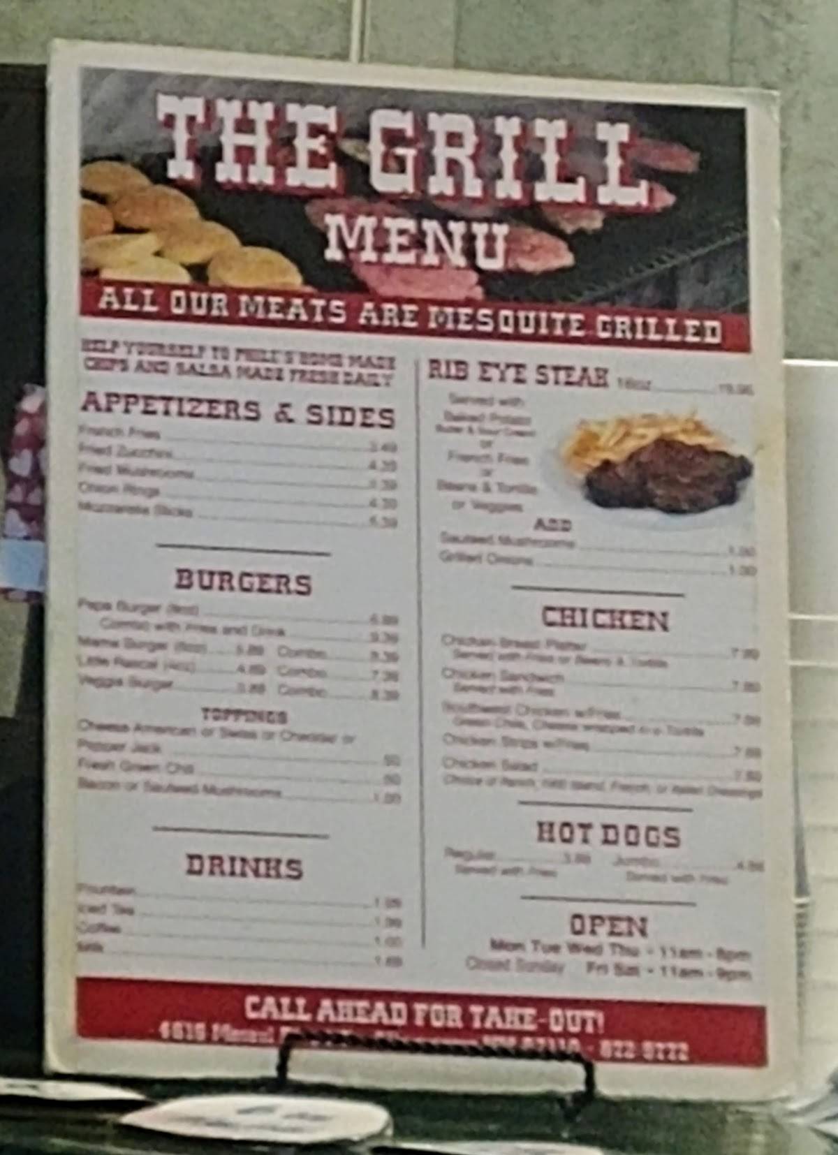 Menu at The Grill on San Mateo steakhouse, Albuquerque, San Mateo Blvd