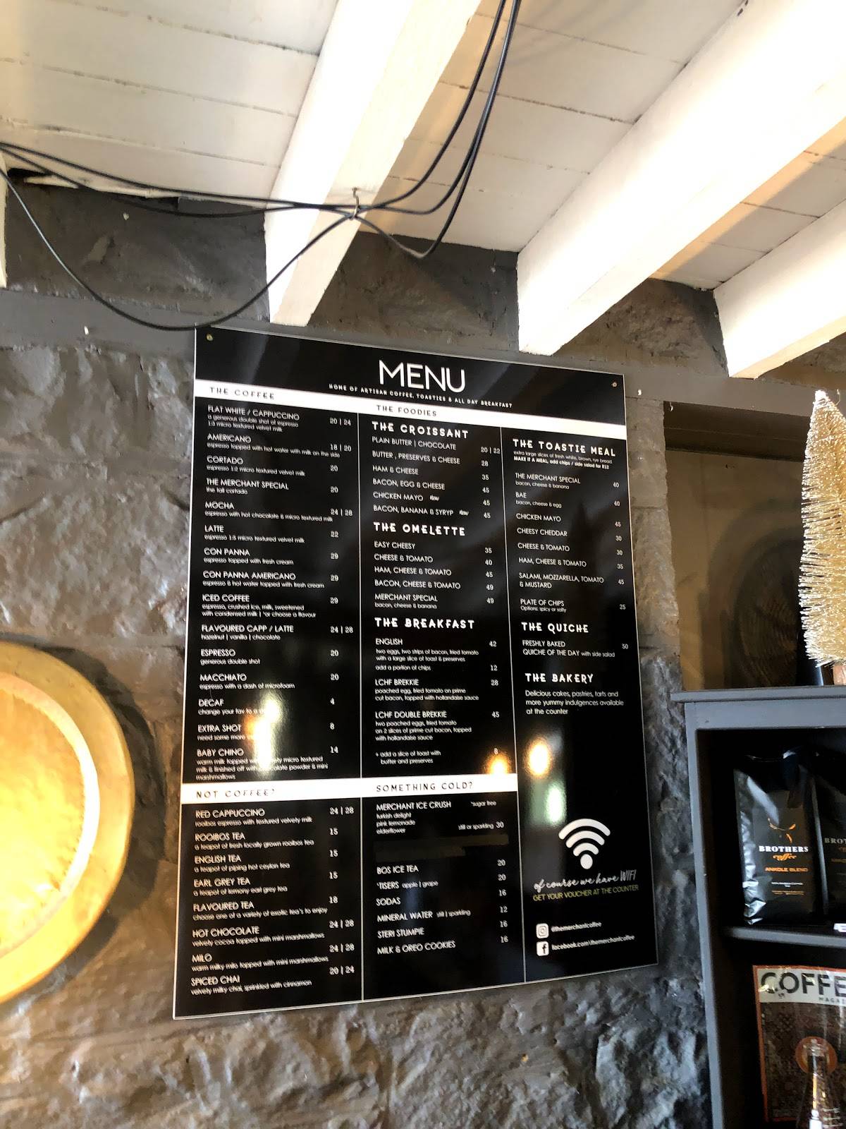 Menu At The Merchant Coffee Town Cafe Mossel Bay