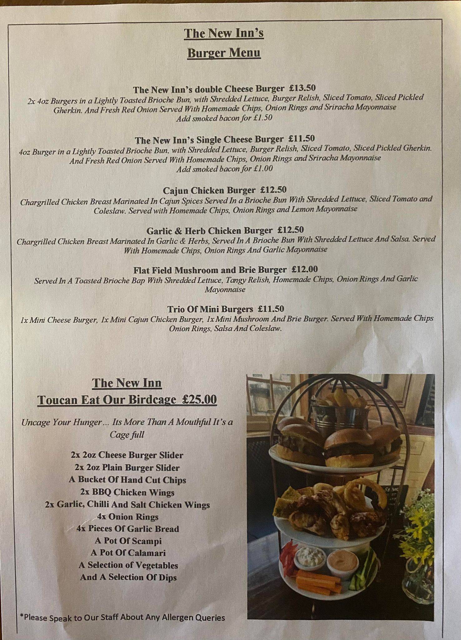 Menu at The New Inn pub & bar, Sandwich, 2 Delf Street