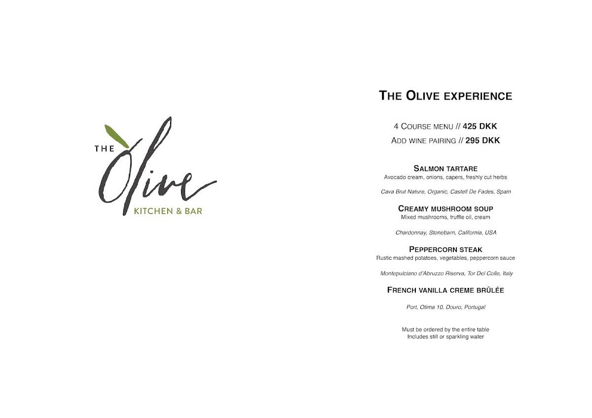 Menu at The Olive Kitchen & Bar, Copenhagen