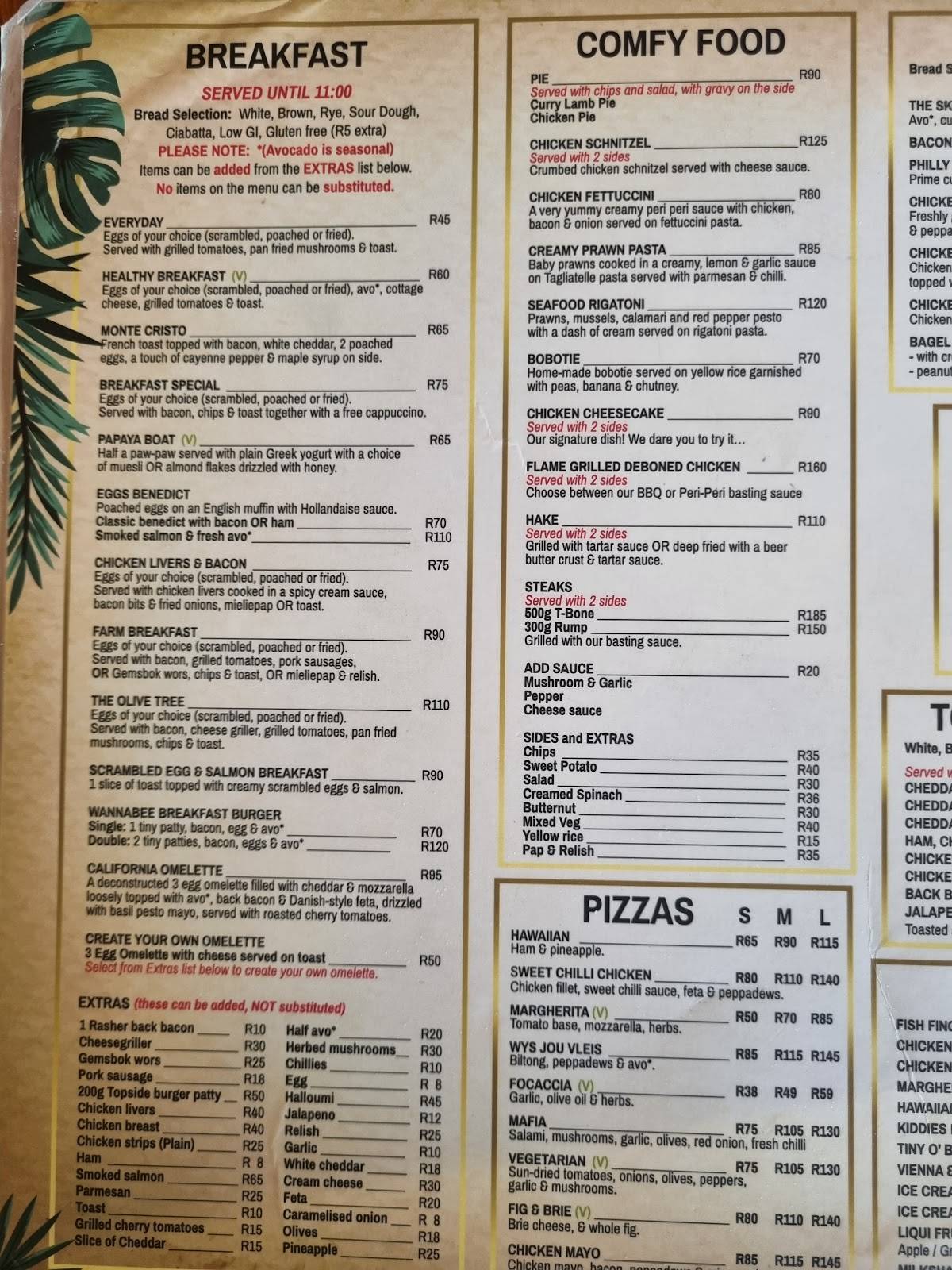 Menu at The Olive Tree Coffee & Gifts restaurant, Tzaneen