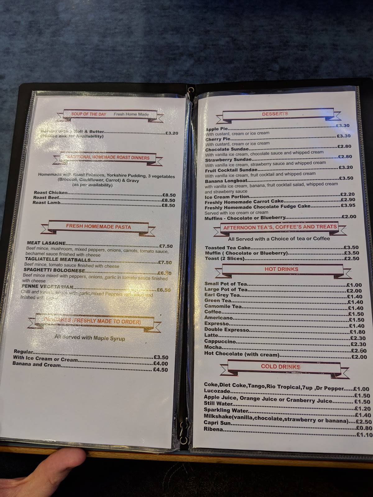 Menu at The Silver Spoon Diner restaurant, Epsom