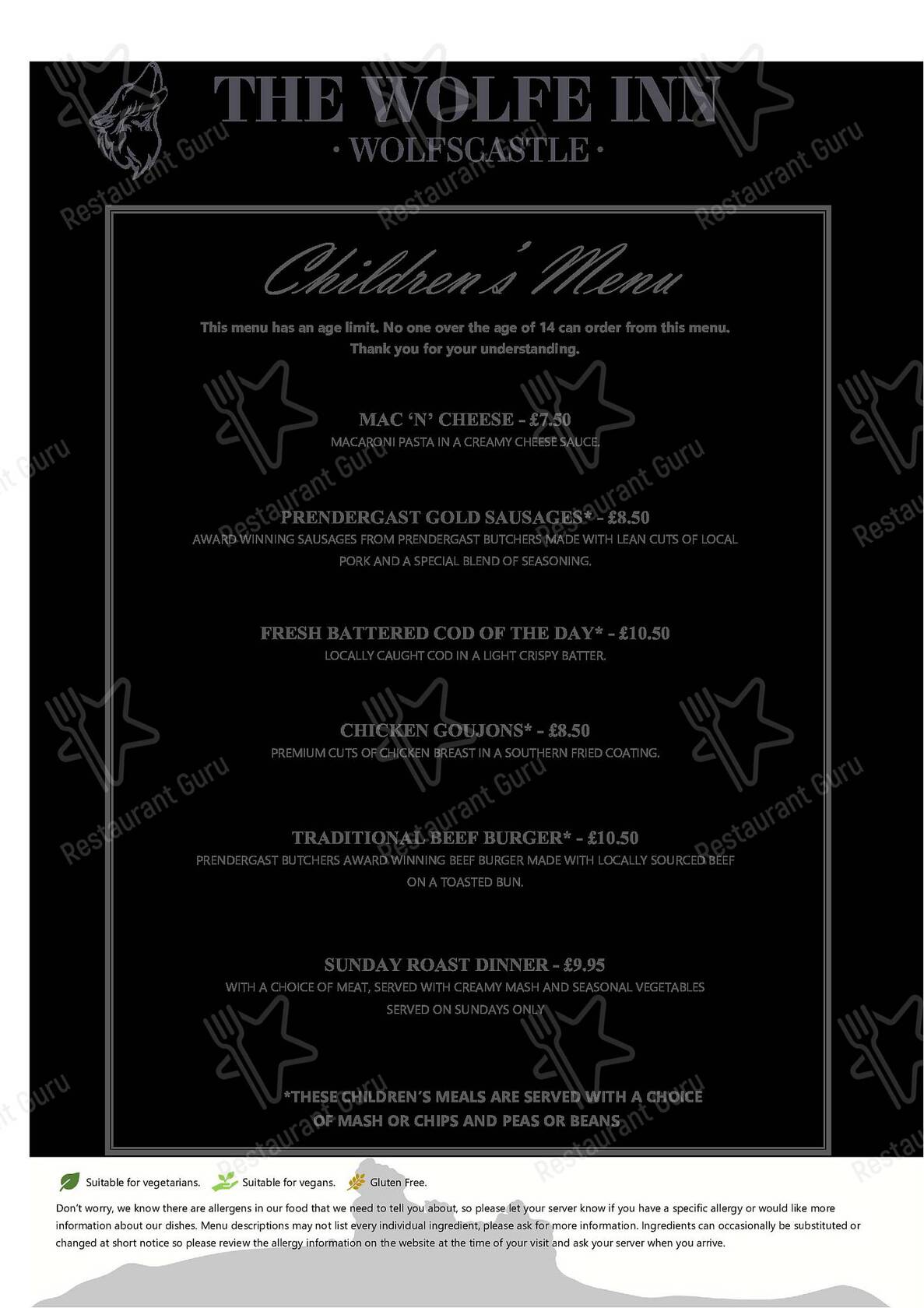 Christopher Wolsey menu