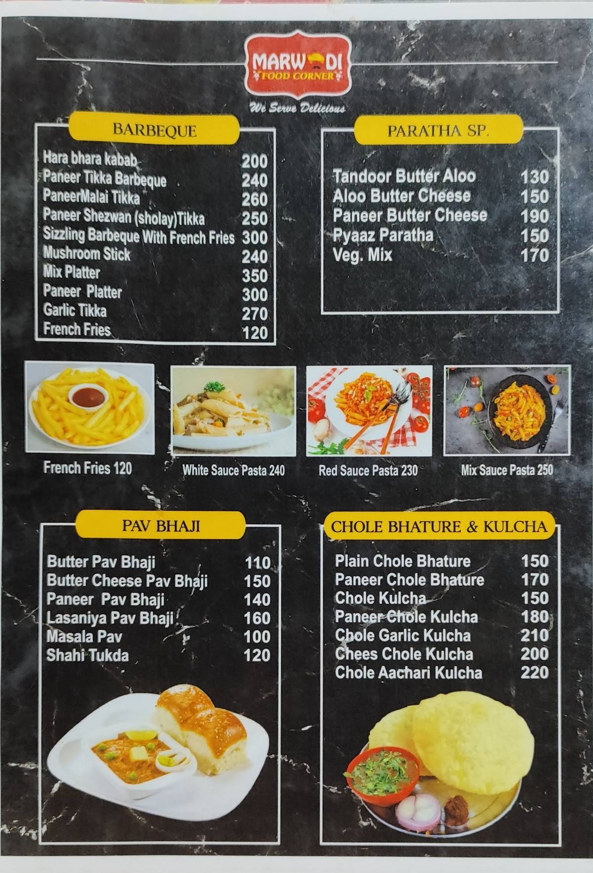 Menu at Marwadi Food Corner, Vadodara, Shop No. 21 & 22 Ratribazaar