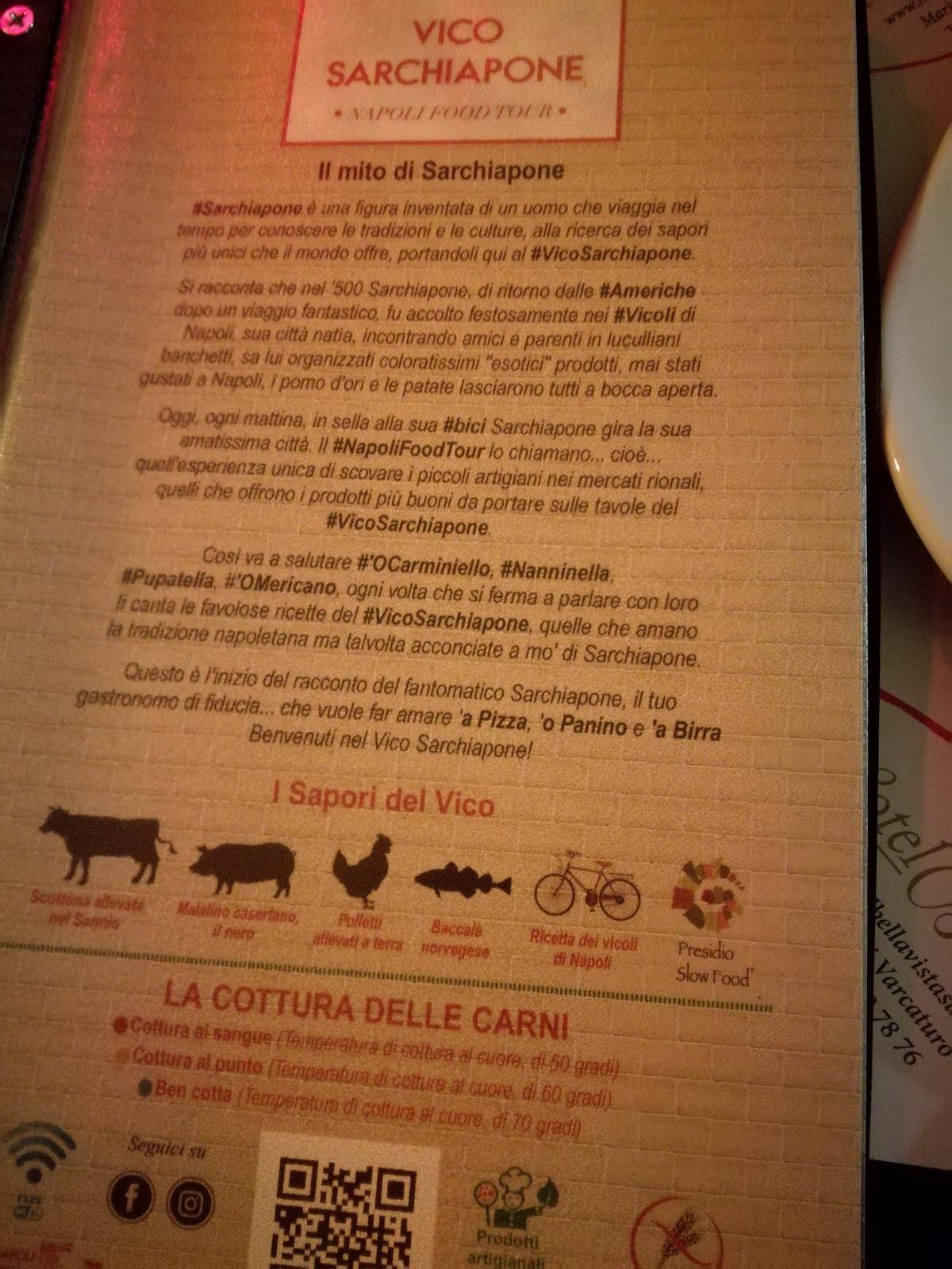 Menu da Vico Sarchiapone, Pub Pizzeria Varcaturo, Napoli Food Tour