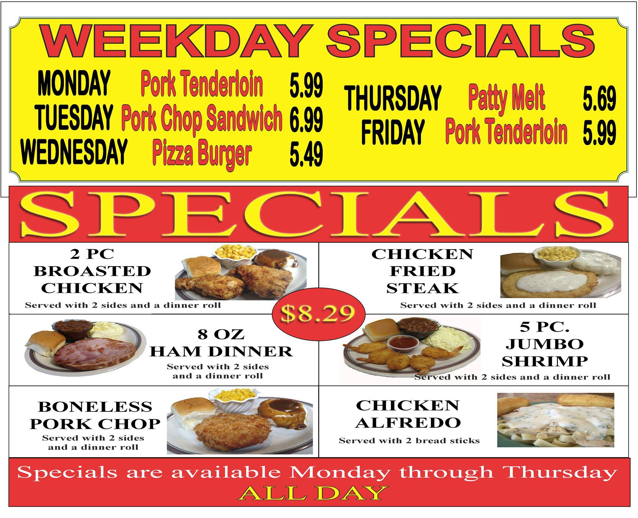 Menu at Villager Restaurant, Storm Lake