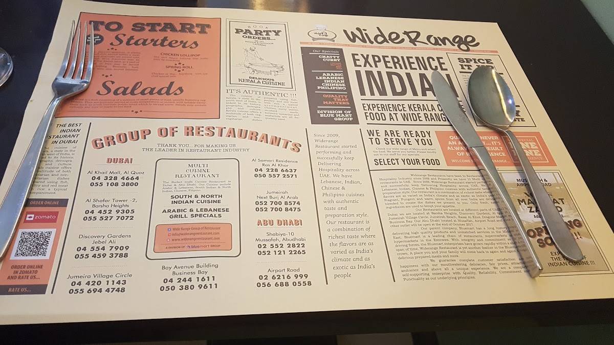Menu at Wide Range Restaurant JVC, Dubai, +R7X Tuscan Residences Florence 1