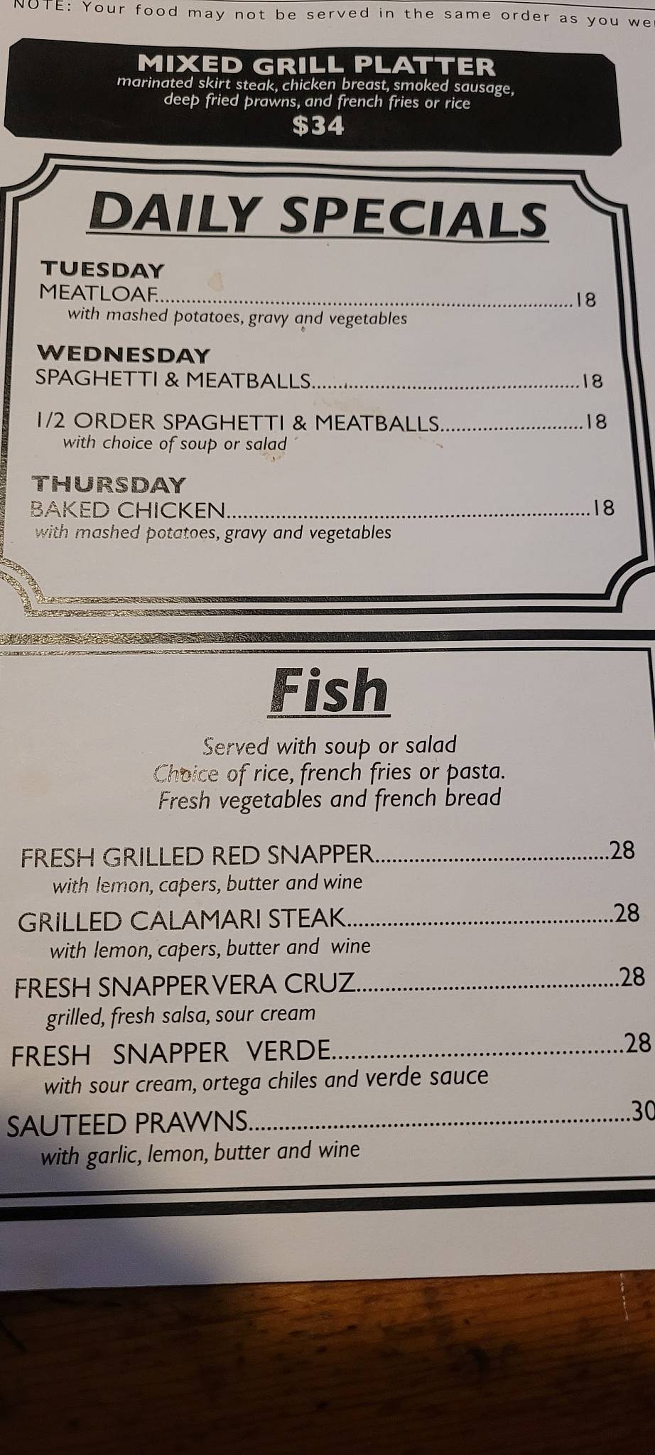 Menu at Wooden Nickel Bar & Grill, Freedom