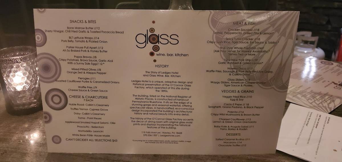 Carta de glass wine. bar. kitchen, Hawley