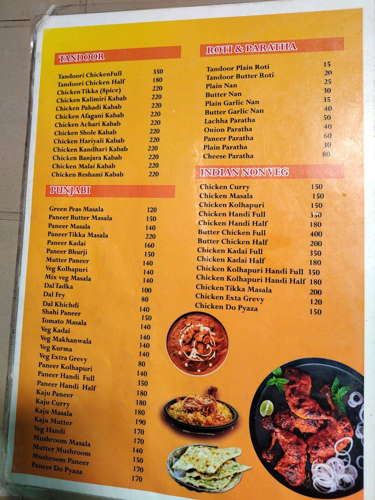 Menu at Army Canteen, Pune