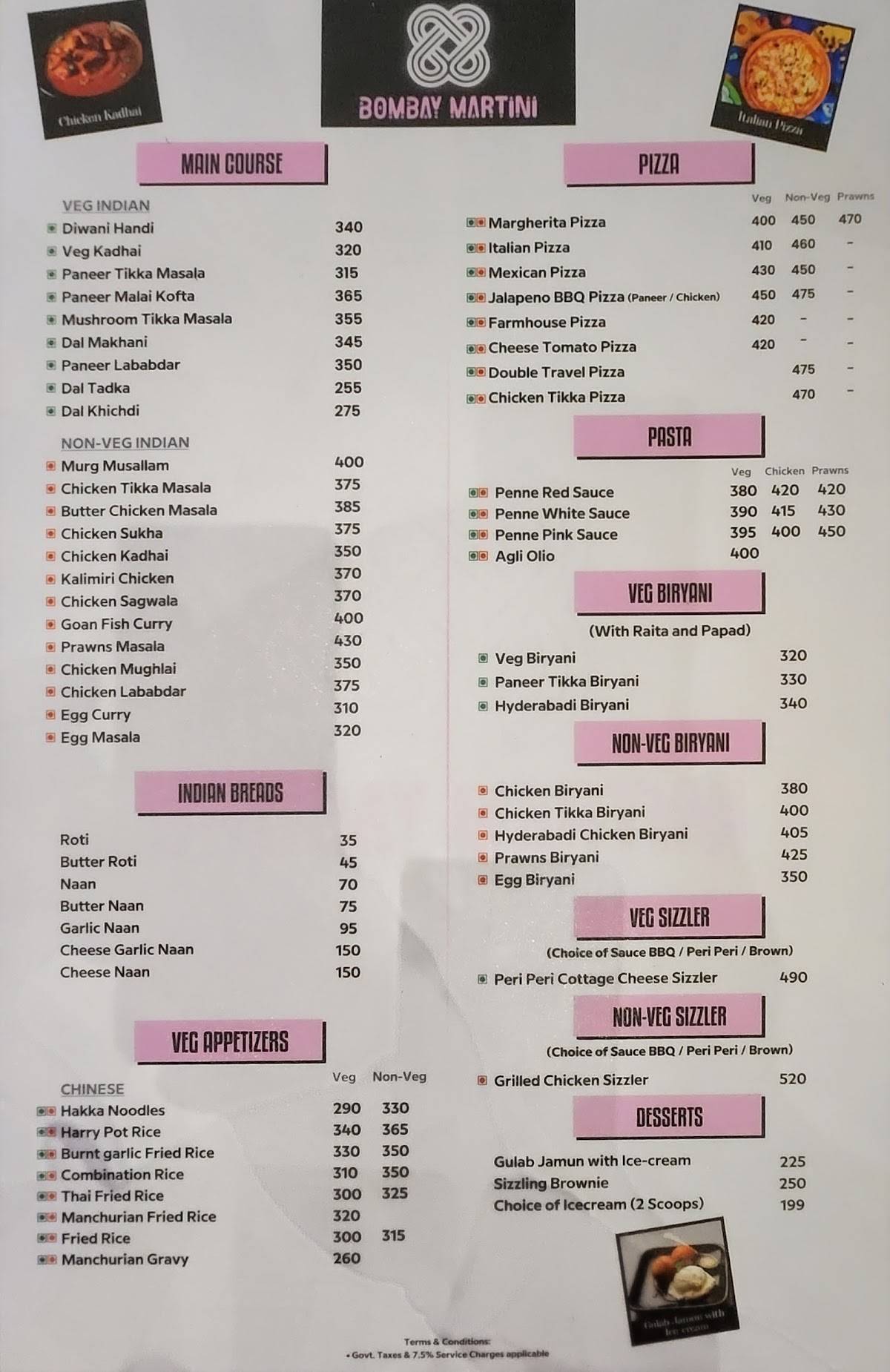 Menu at BOMBAY MARTINI, Mumbai