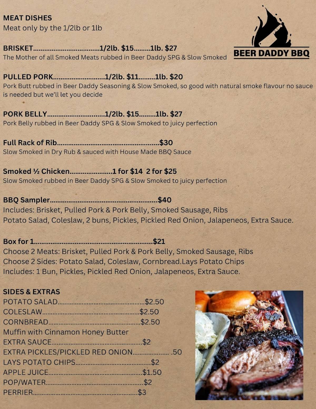 Menu at Beer Daddy BBQ, Hampton