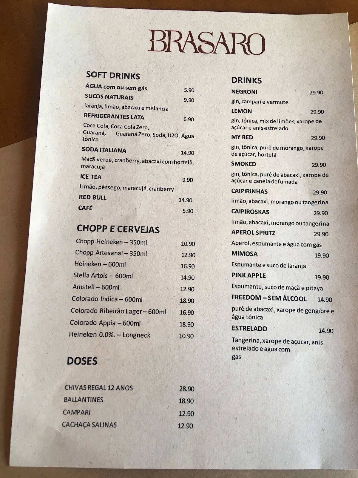 Menu em Restaurante E Empório Brasaro, São Carlos