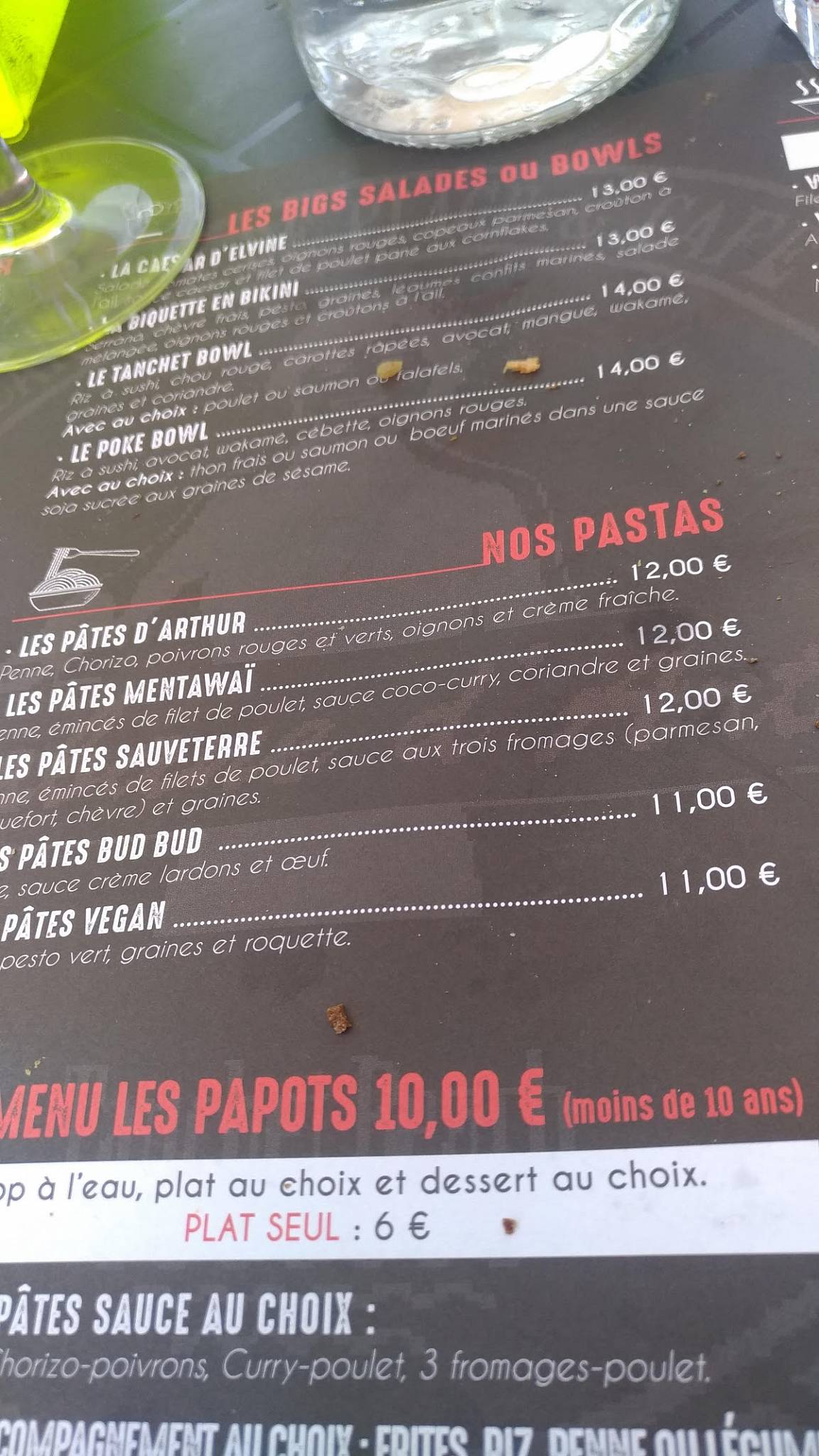 Menu Au La Cabane D Arthur Caf Les Sables D Olonne Bd De Lattre