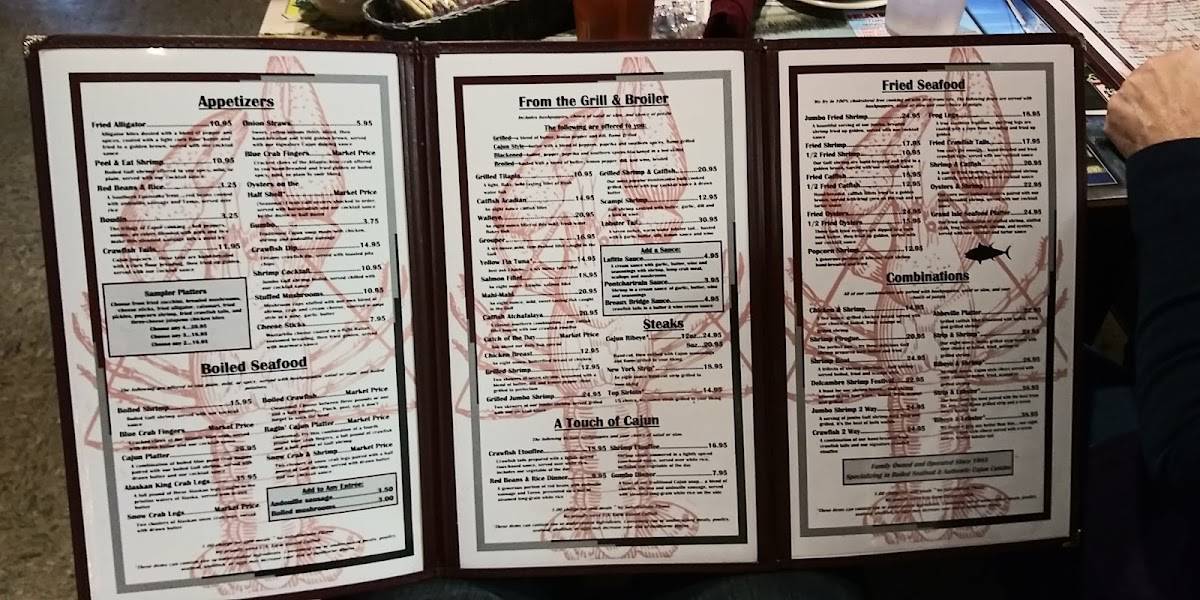 Menu at Cajun Boilers pub & bar, Hot Springs