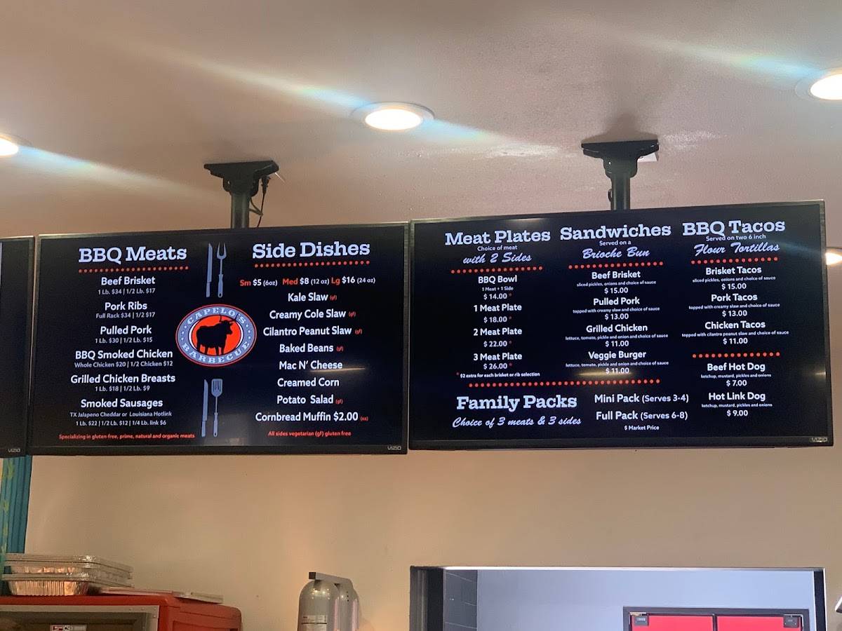 Menu at Capelo's Barbecue, Redwood City, Middlefield Rd