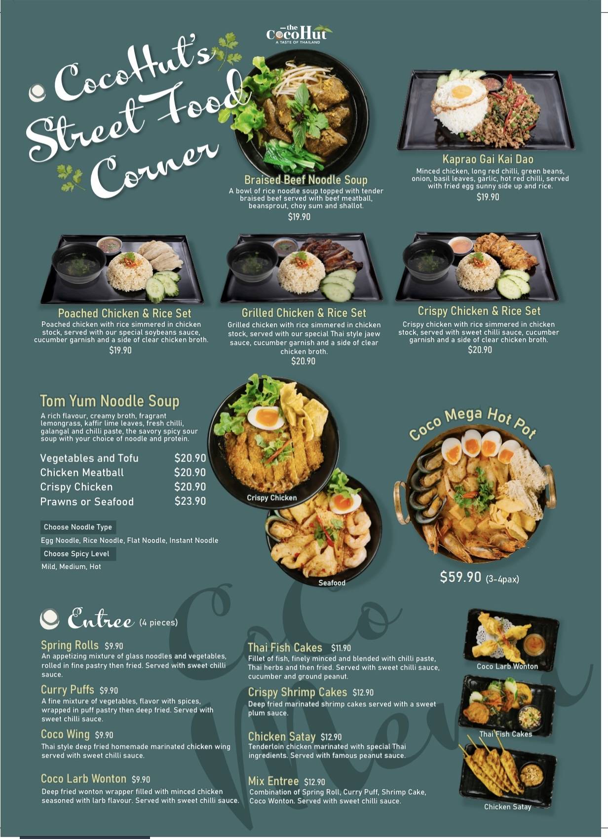 Menu at Cocohut Taste of Thailand restaurant, Surfers Paradise