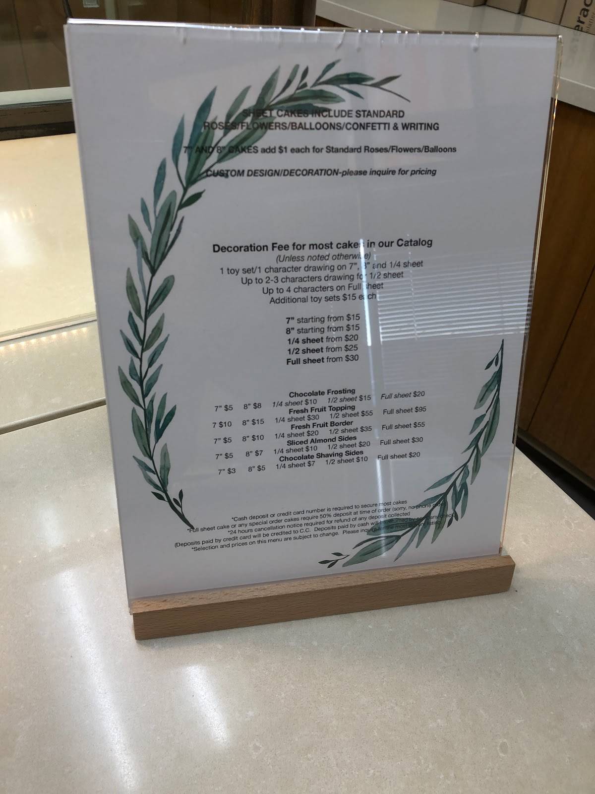 Menu at Angel Maid Bakery, Los Angeles