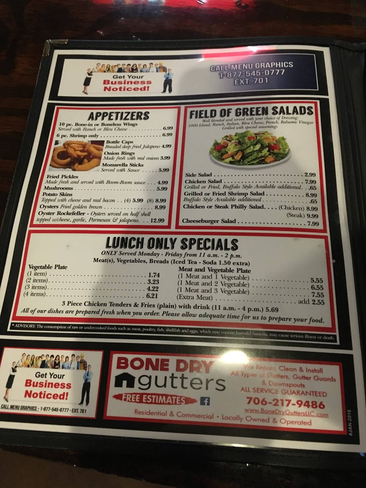 Menu at DUKE'S restaurant, Calhoun