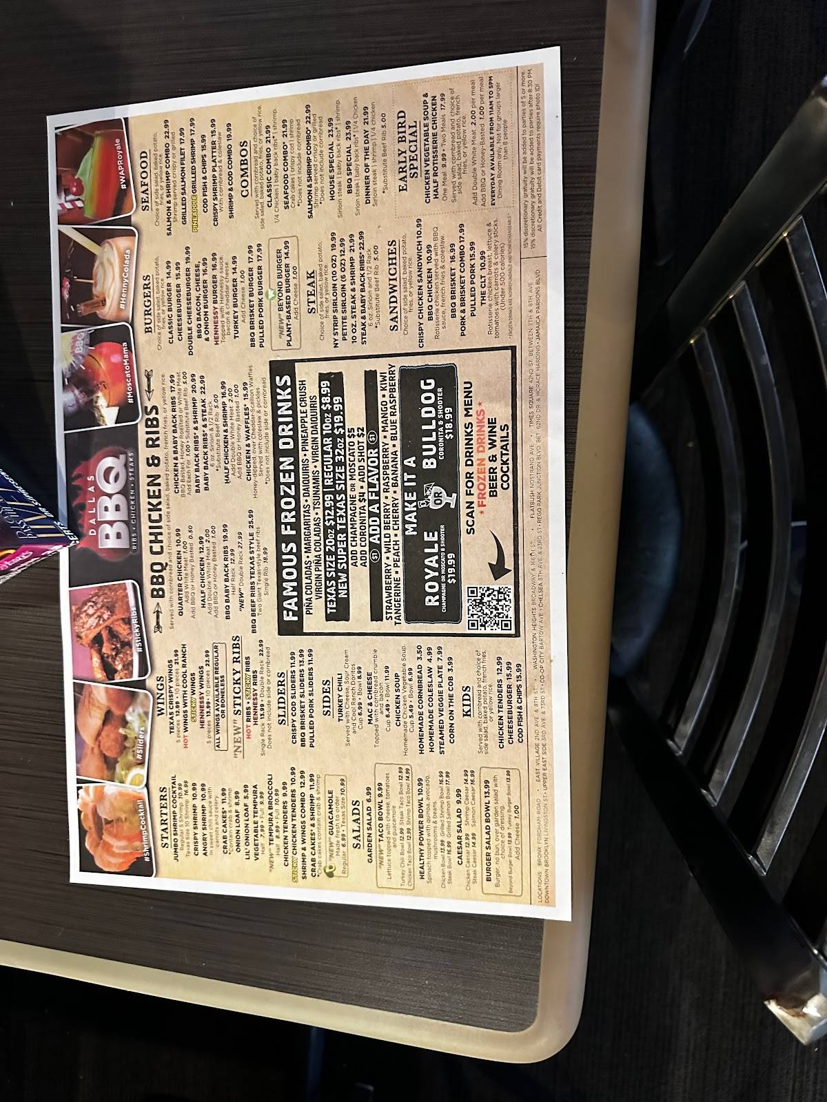 Menu at Dallas BBQ, New York City, 8914 Parsons Blvd