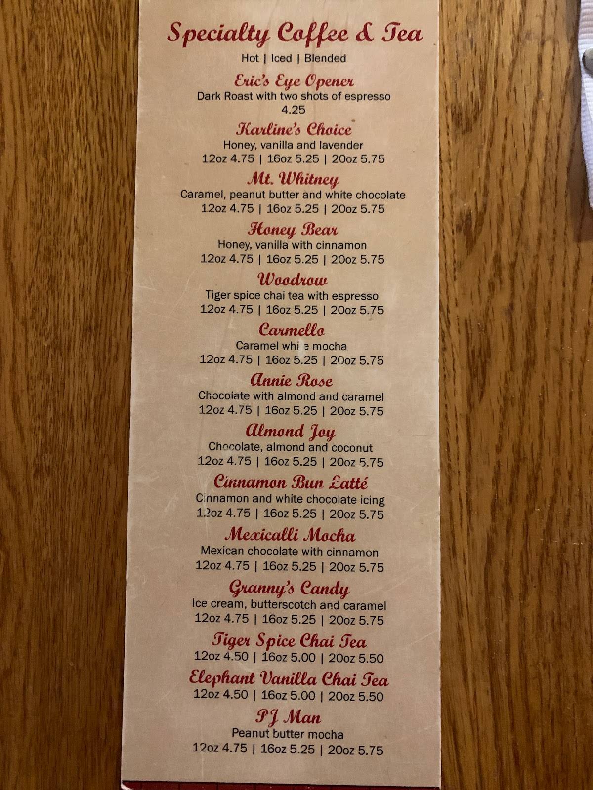 Menu at Deja Vu Restaurant, Redding