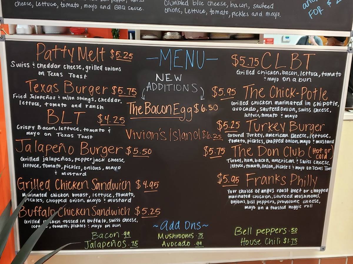 Menu at Don Burger restaurant, Garland