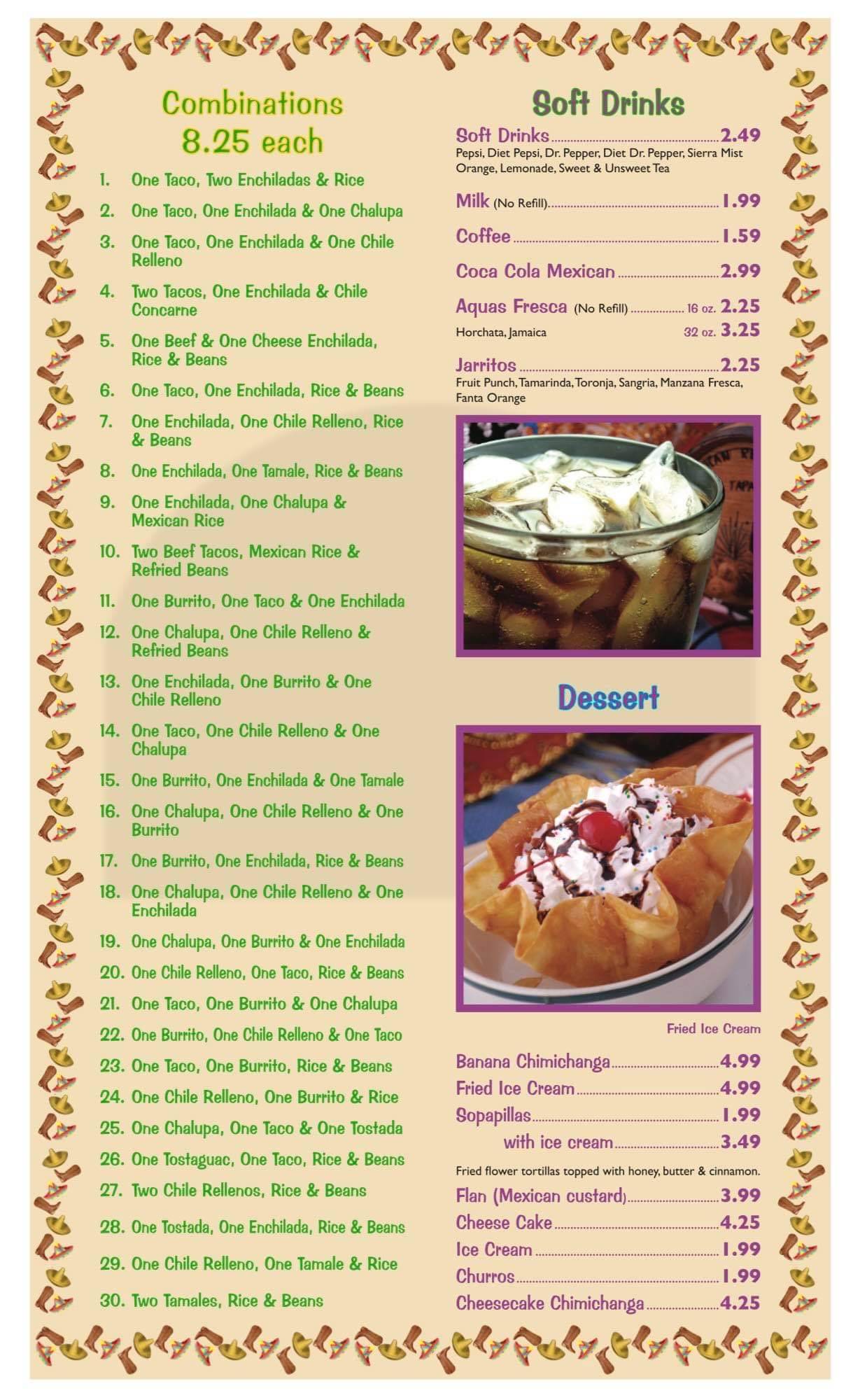 Menu at El Tequila restaurant, Madill, 410 S 1st St