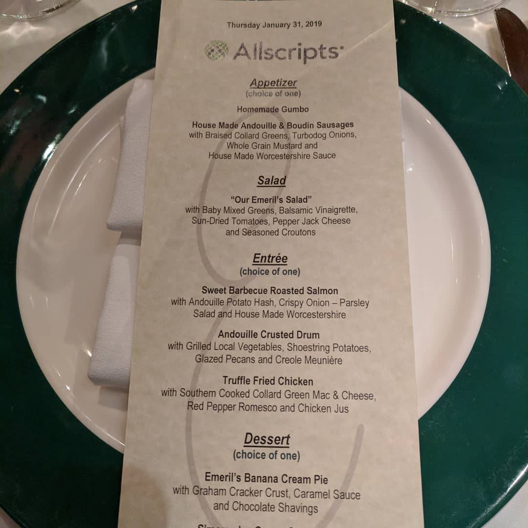 Menu at Emeril's restaurant, New Orleans