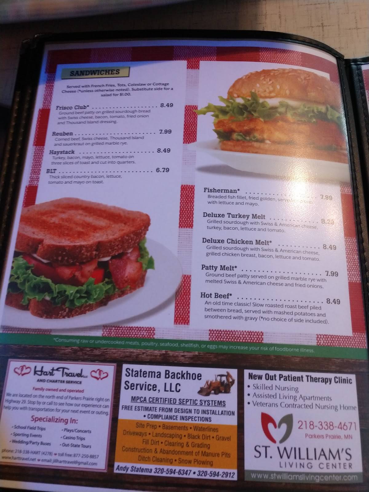 Menu at Farmhouse Cafe, Clarissa, 409 U. S. Hwy 71