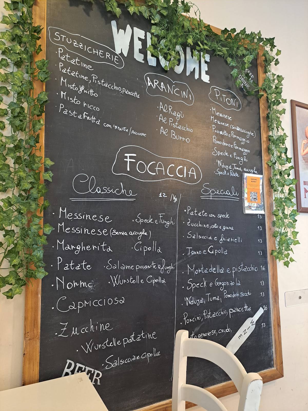Menu da Focacceria Santoro, Messina